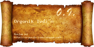 Orgonik Iván névjegykártya